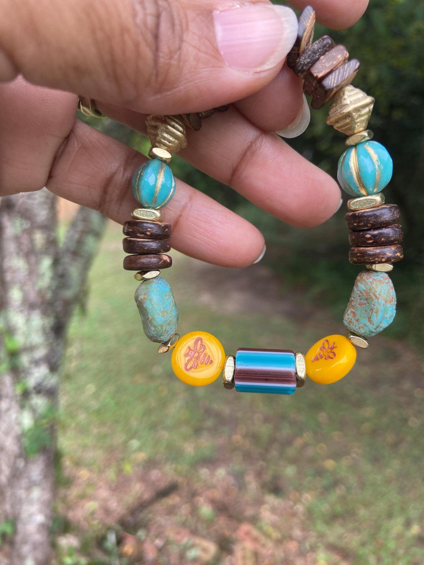 Earthy Czech Bead Bracelets