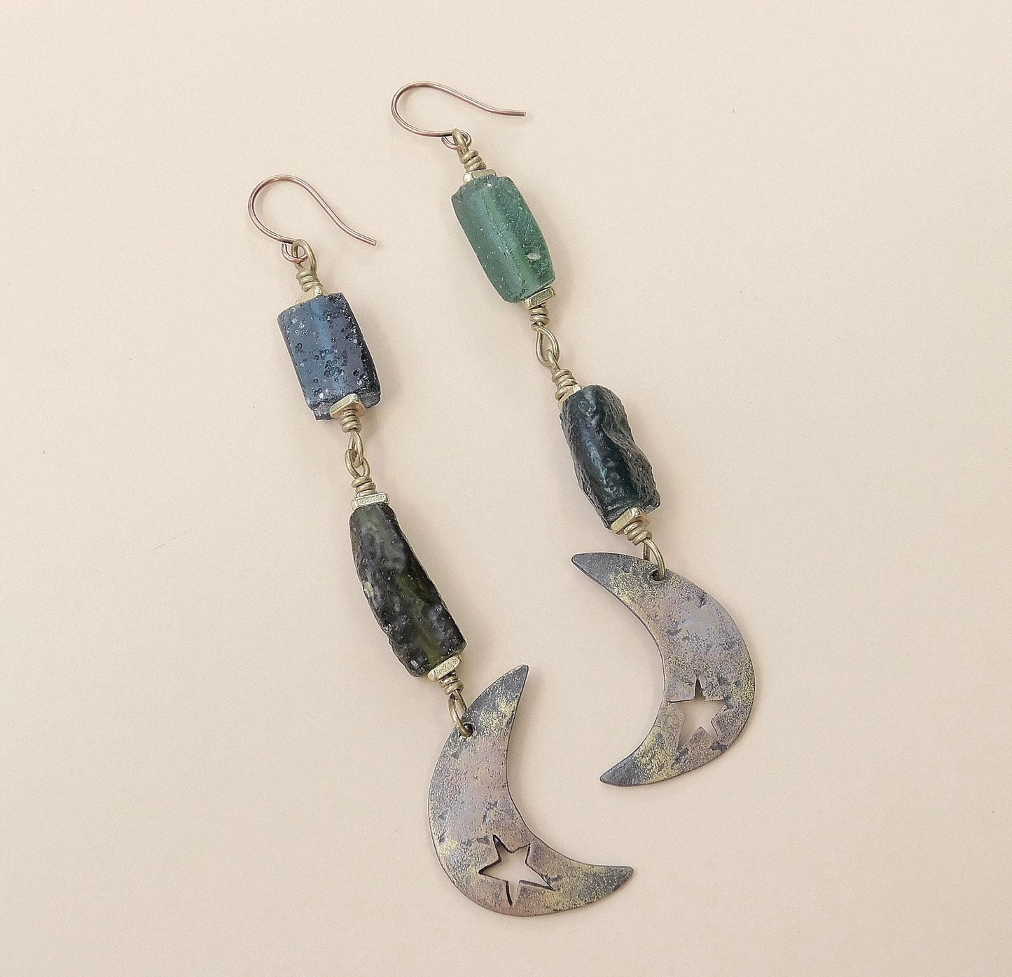 OOAK Moon Charm Earrings