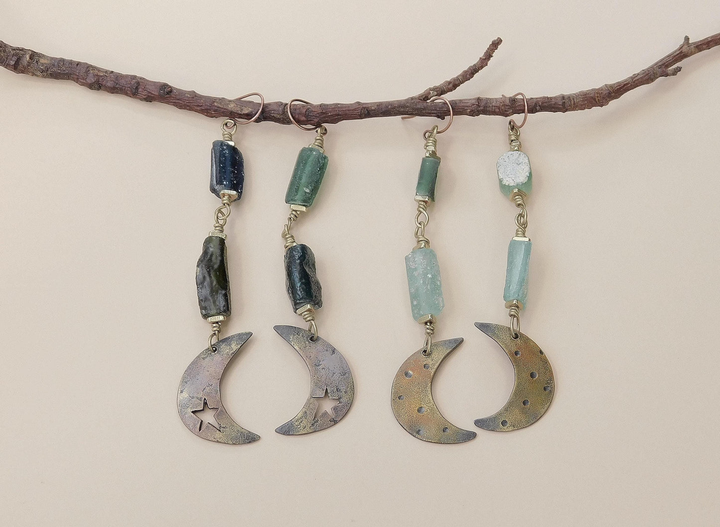 OOAK Moon Charm Earrings