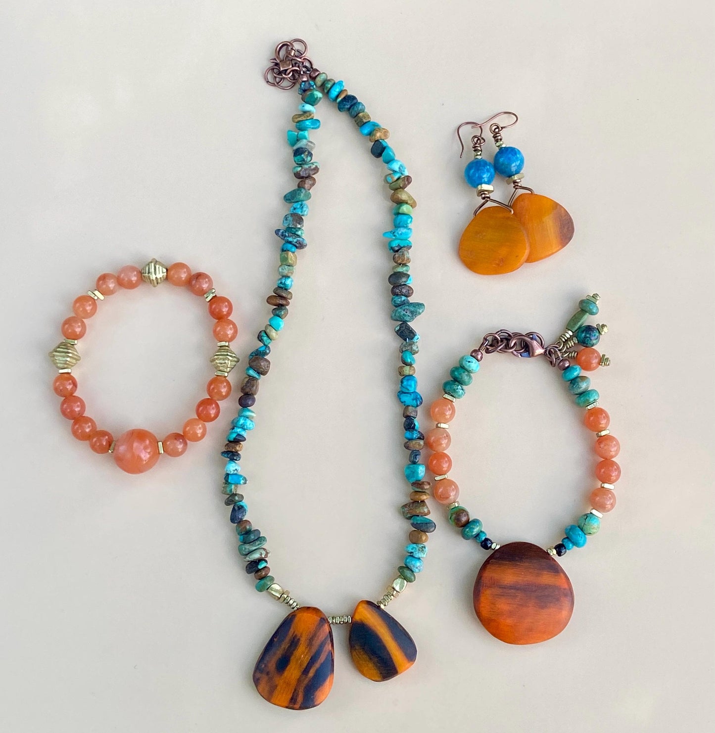 Turquoise and Saffron Color Moroccan Horn Medallion Collection