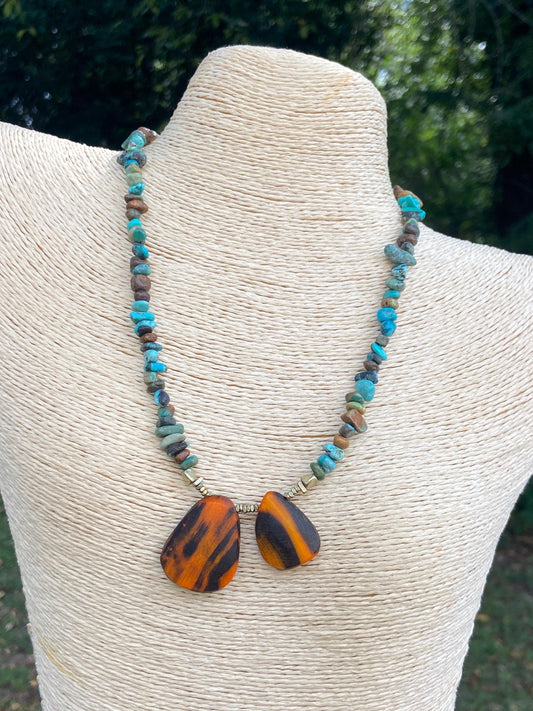 Turquoise and Saffron Color Moroccan Horn Medallion Collection