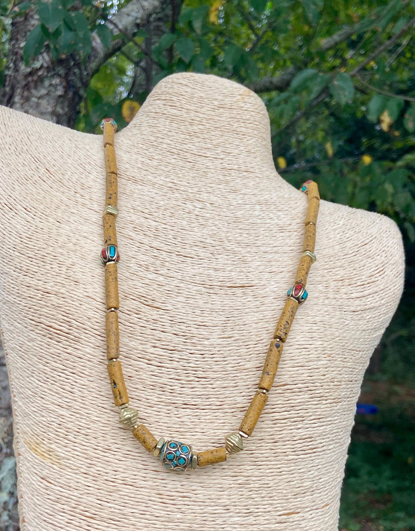 Handmade Turquoise Pottery Bead Necklaces