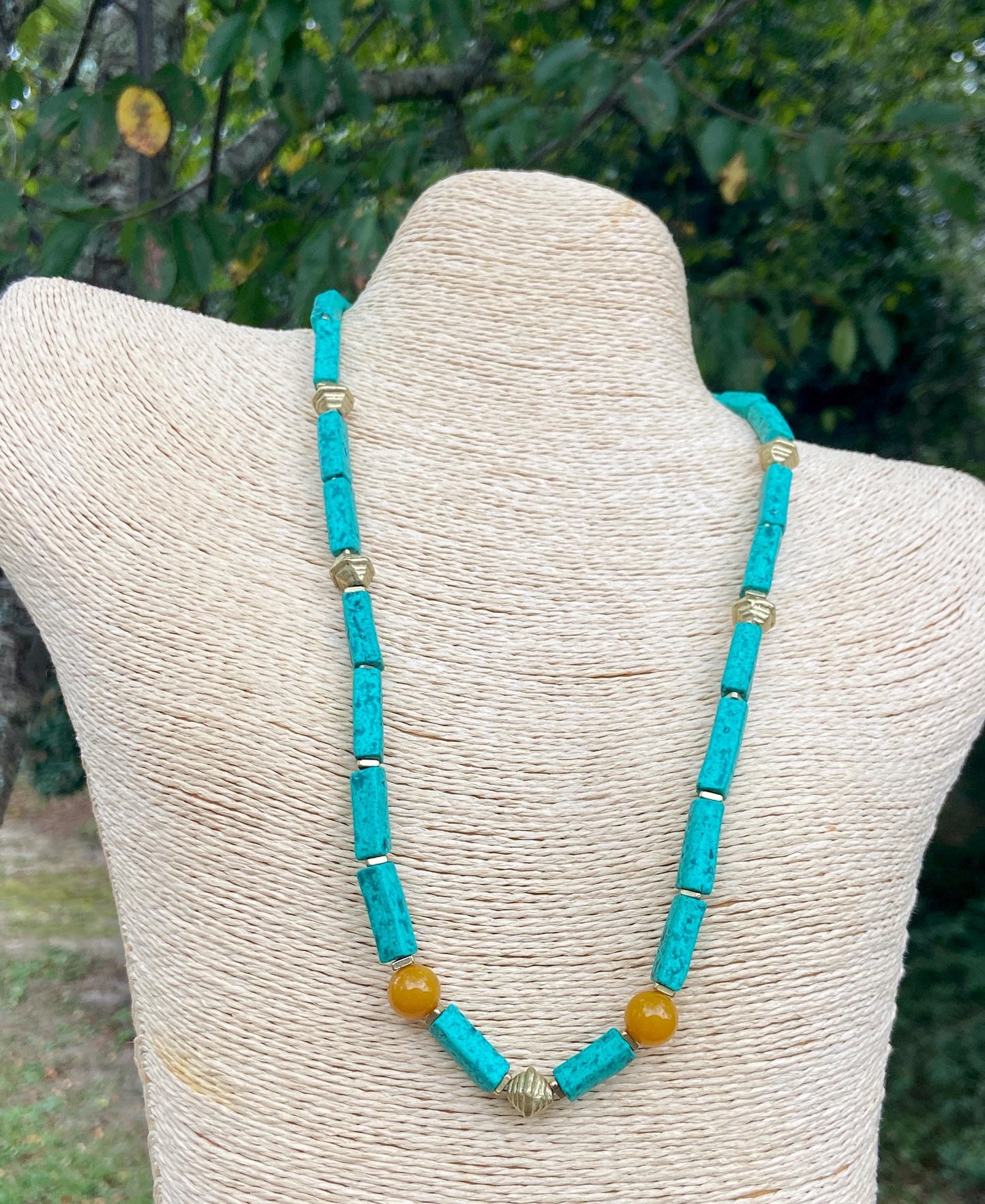 Handmade Turquoise Pottery Bead Necklaces