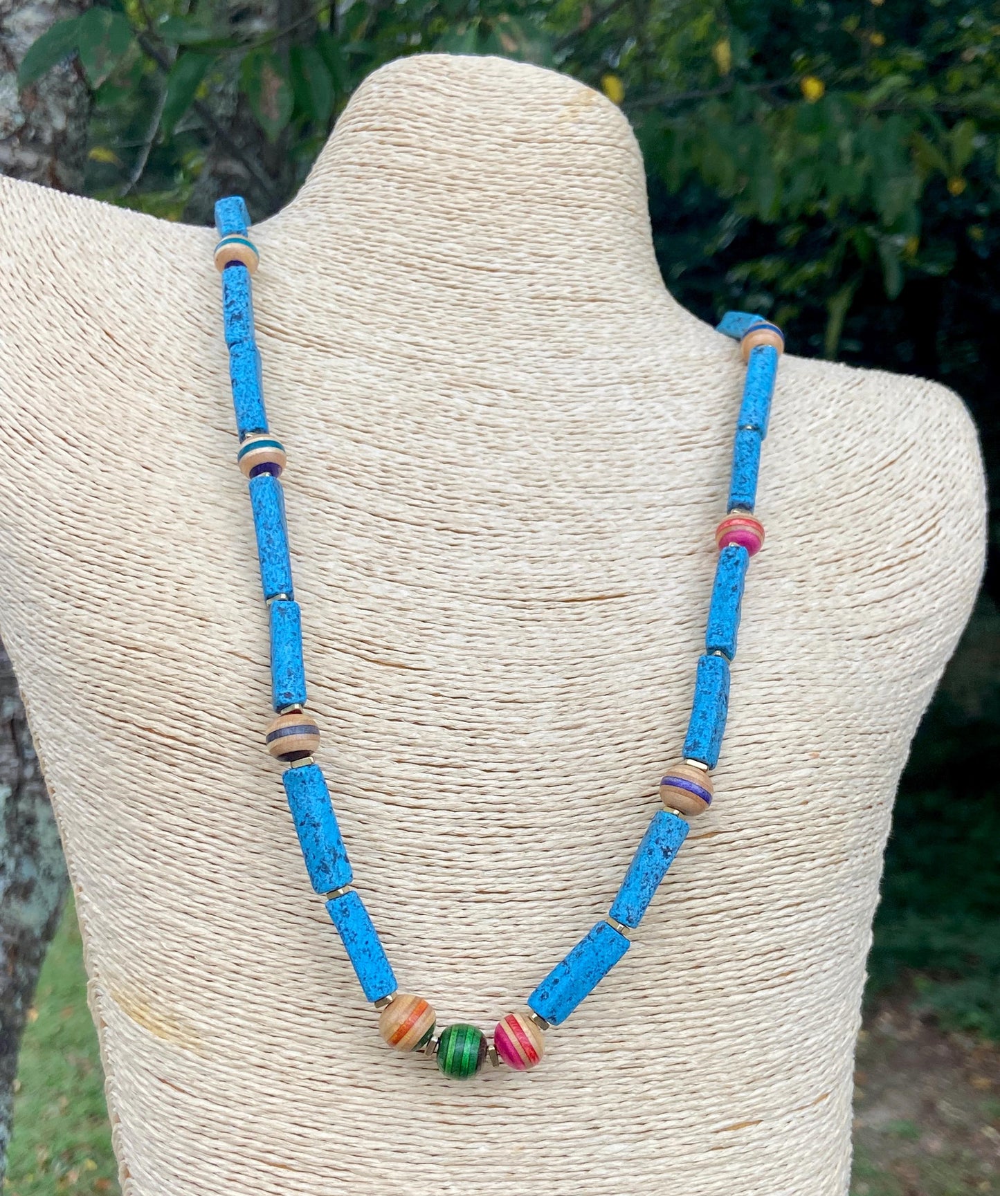 Handmade Turquoise Pottery Bead Necklaces