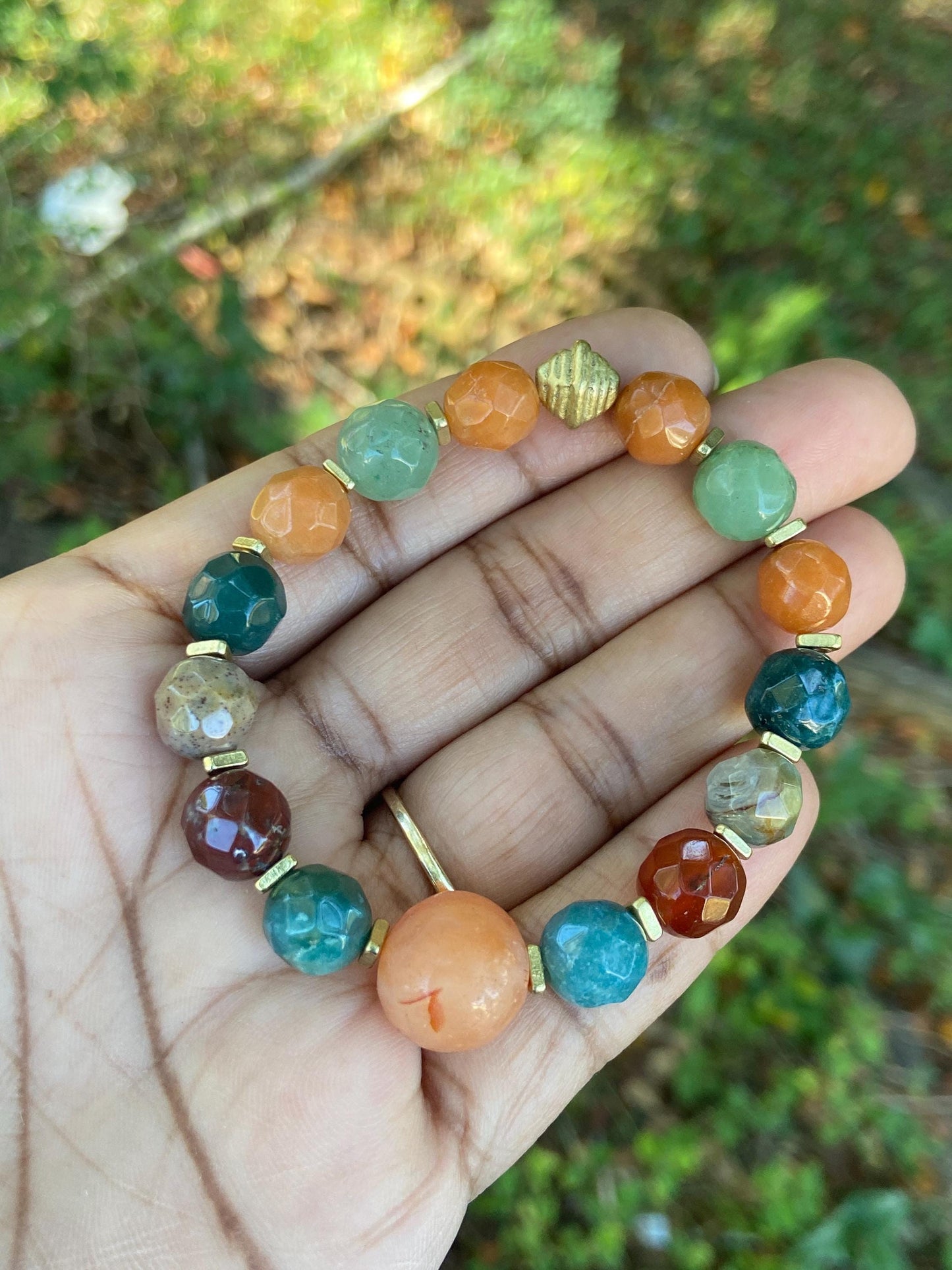 Autumn Inspired Faceted Agate Gemstone Bracelet