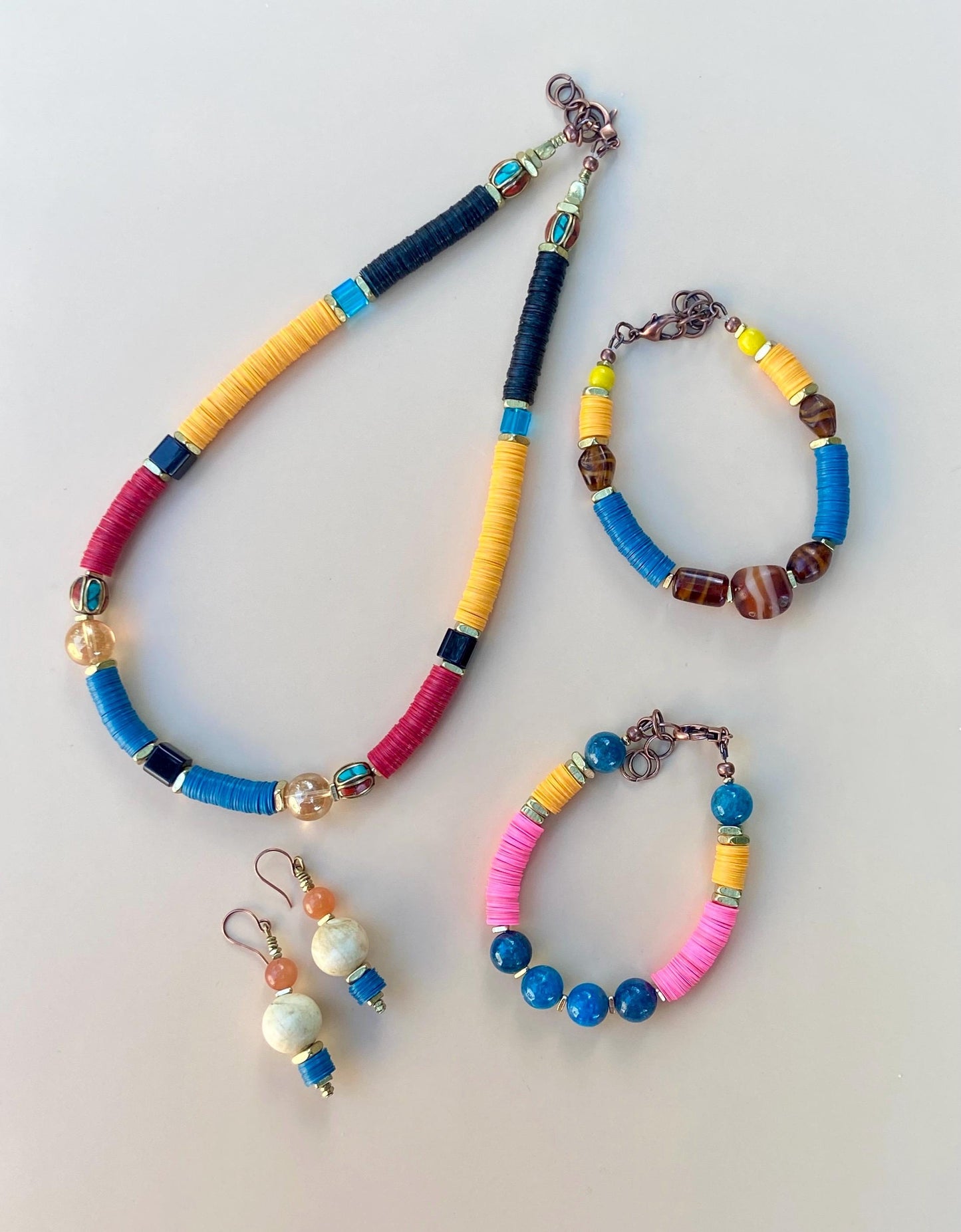 Czech Bead Medley and Autumn Mix Vinyl Bead Necklace