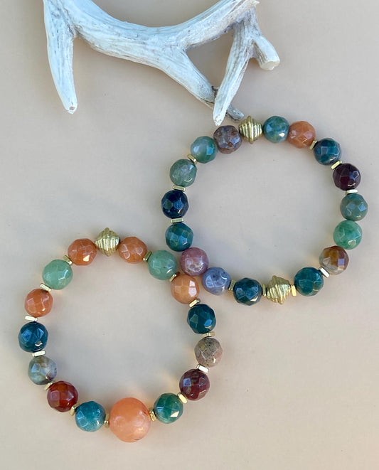Autumn Inspired Faceted Agate Gemstone Bracelet