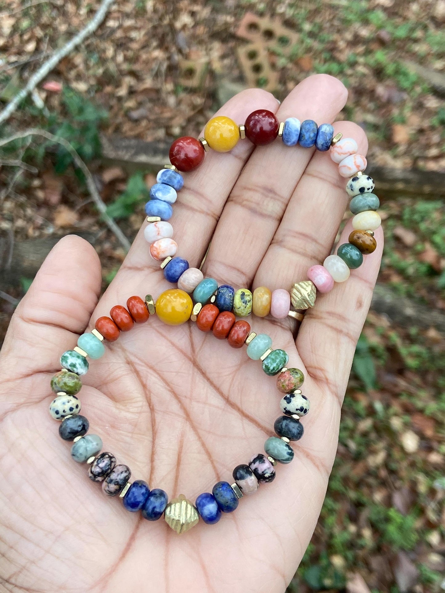 Mixed Gemstone Rondelle Bracelet | Boho Stacking Jewelry