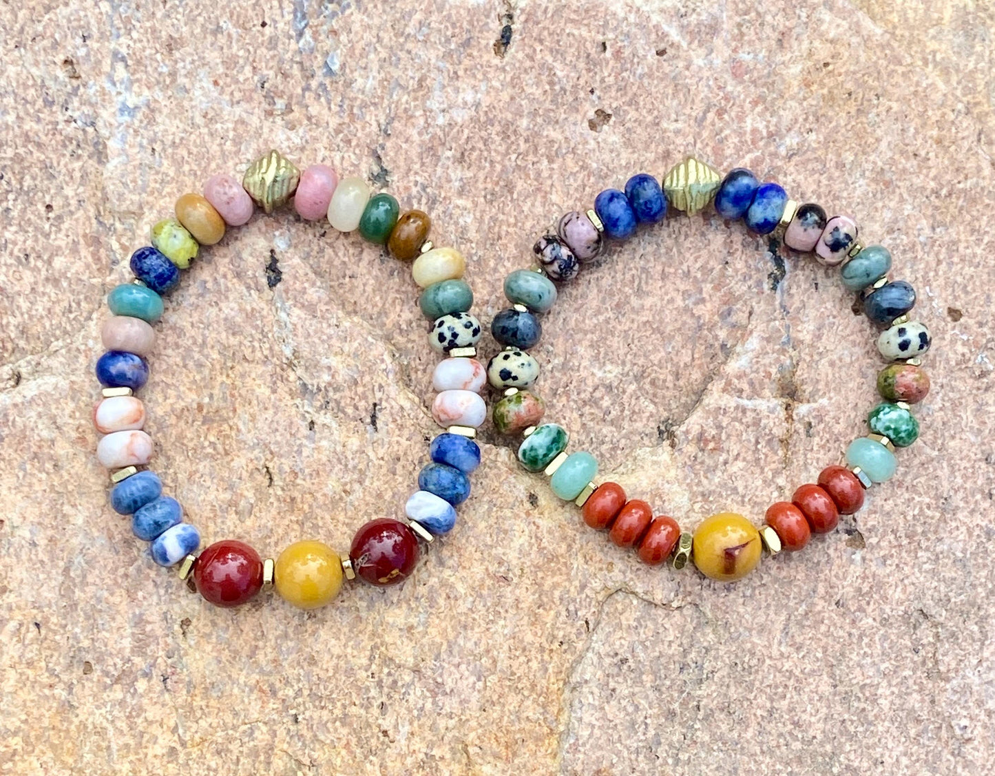 Mixed Gemstone Rondelle Bracelet | Boho Stacking Jewelry