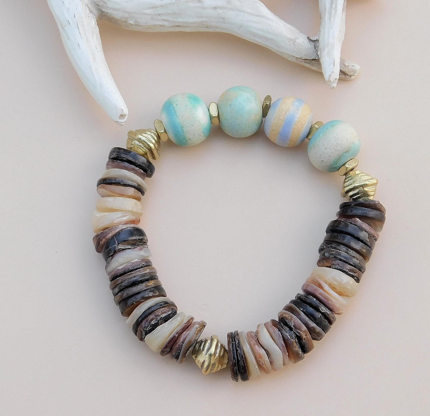 Beach Vibes Shell & Pastel Bead Bracelet – Fun, Warm, Coastal Style