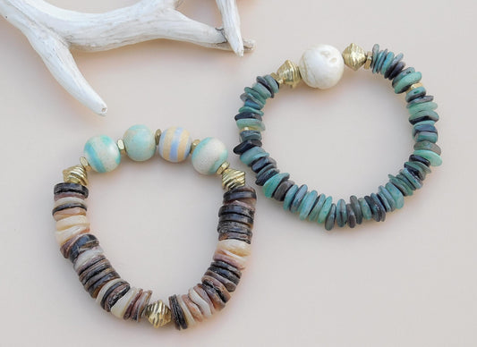 Beach Vibes Shell & Pastel Bead Bracelet – Fun, Warm, Coastal Style