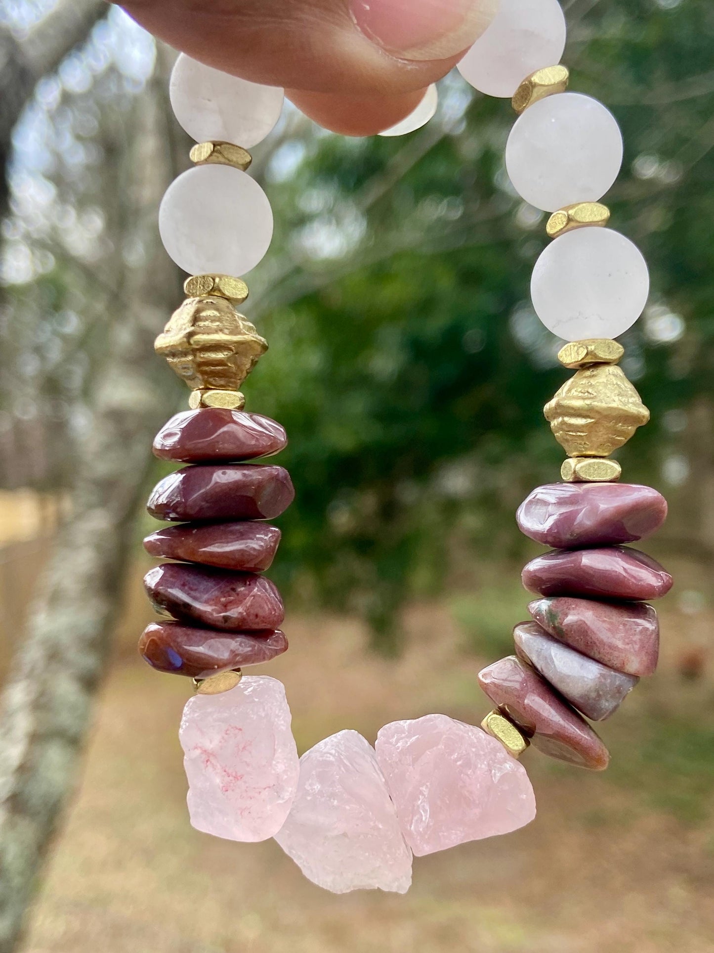 Milky Red Jasper and Rose Quartz