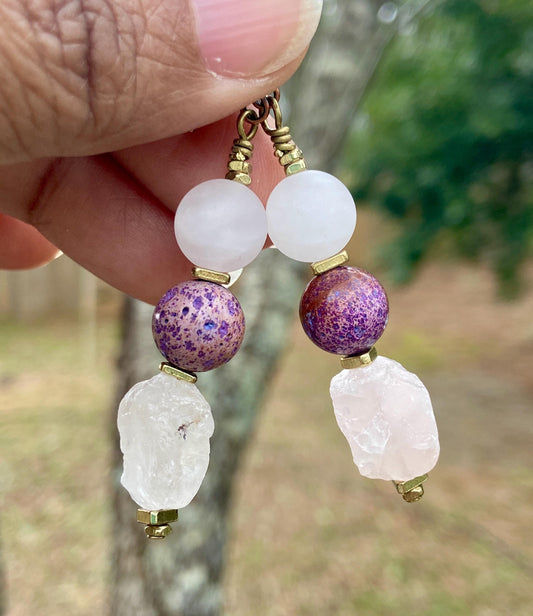 Milky Red Jasper and Rose Quartz