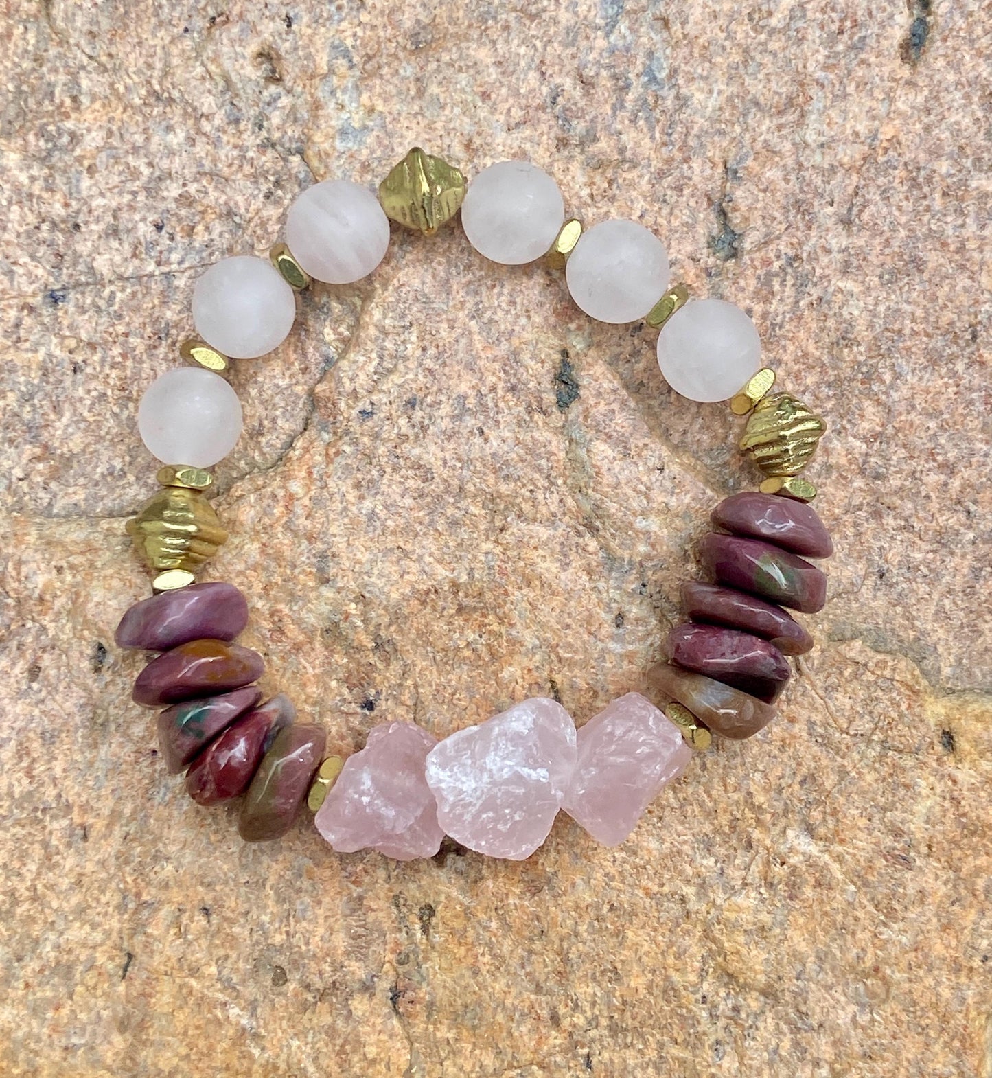 Milky Red Jasper and Rose Quartz