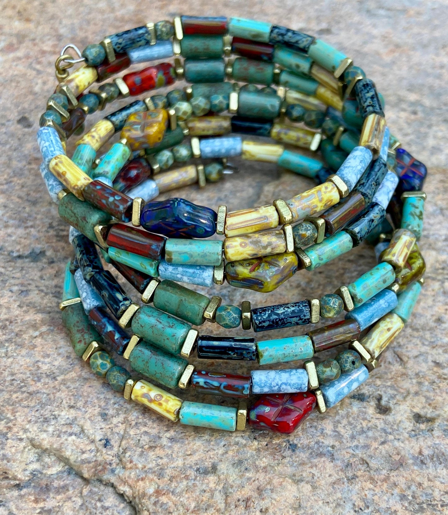 Desert Oasis Picasso Czech Bangle