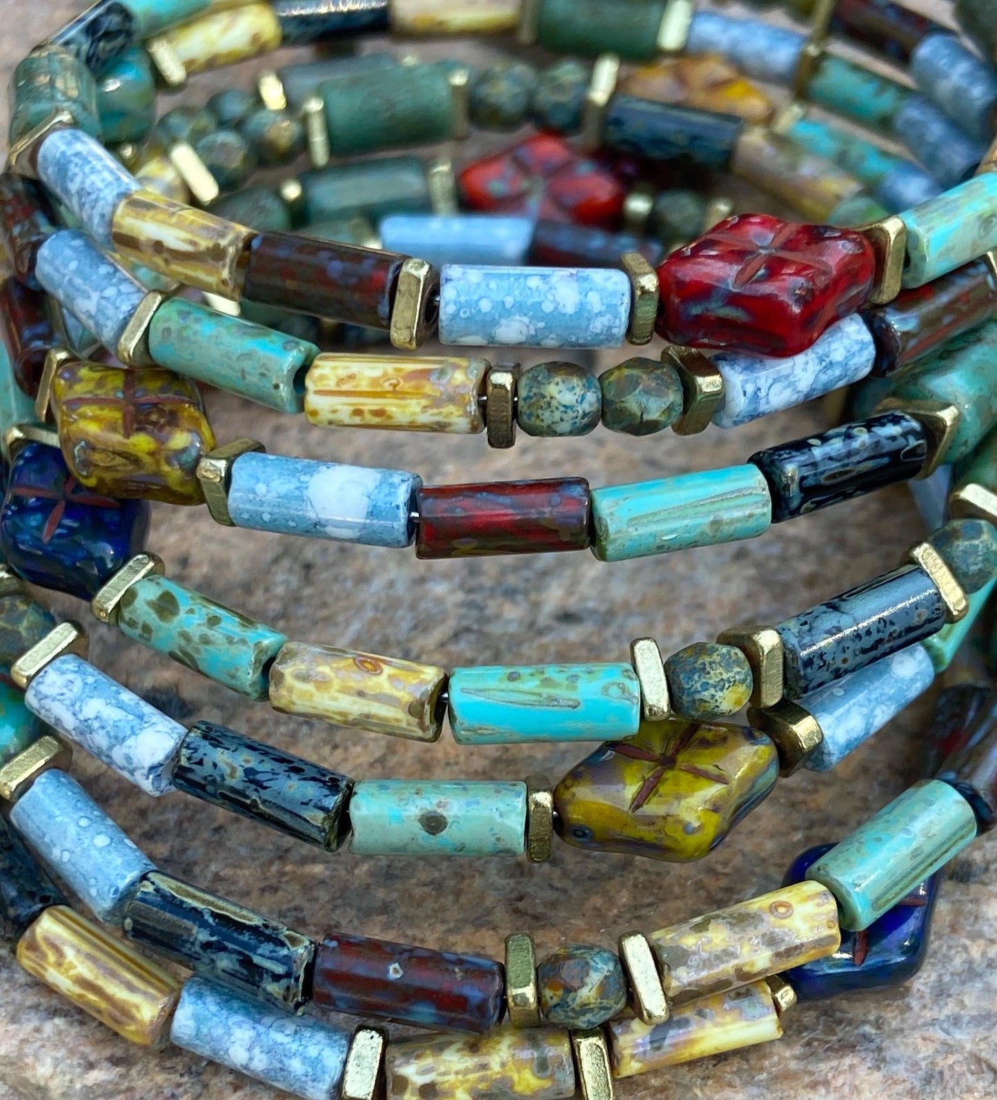 Desert Oasis Picasso Czech Bangle