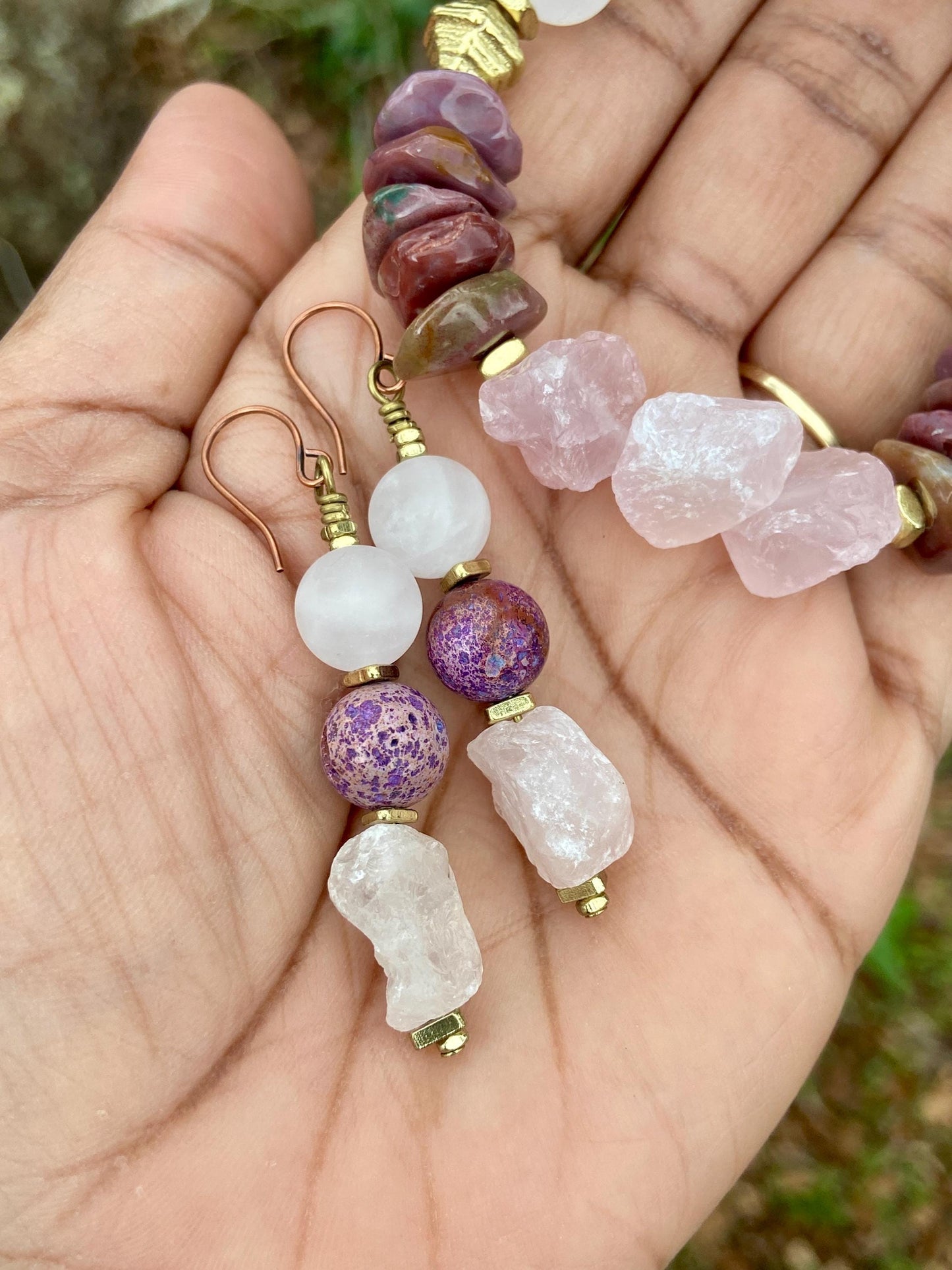 Milky Red Jasper and Rose Quartz