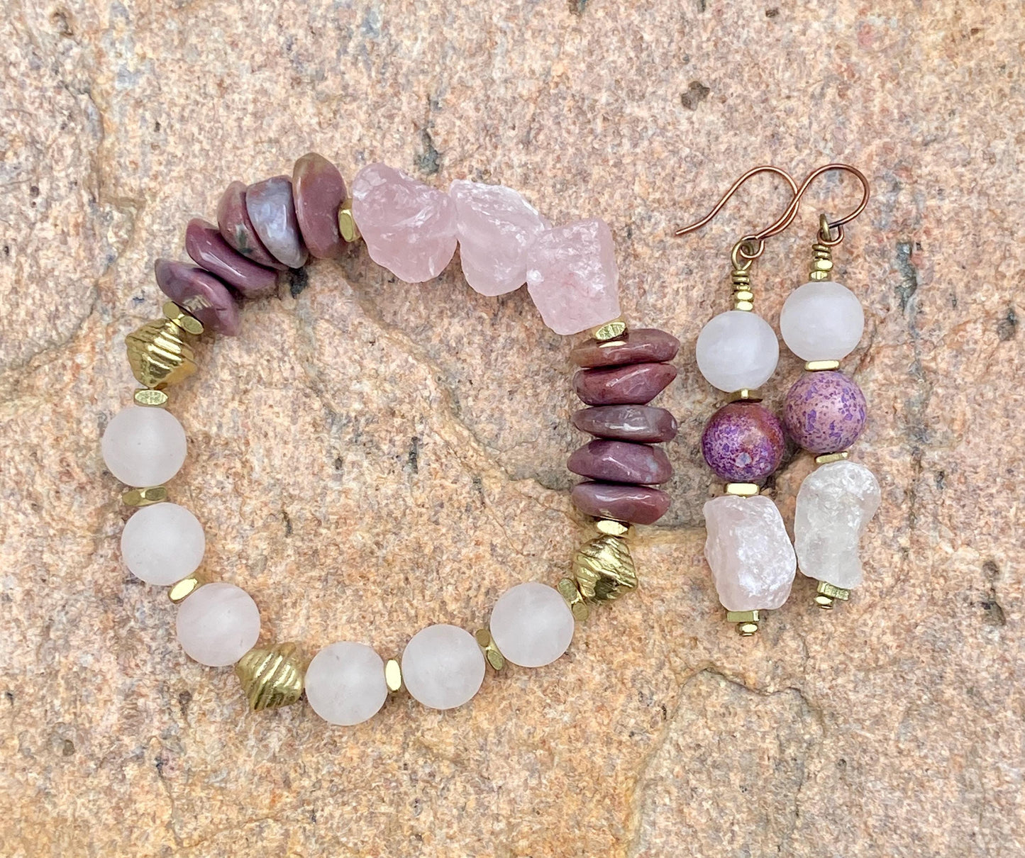Milky Red Jasper and Rose Quartz