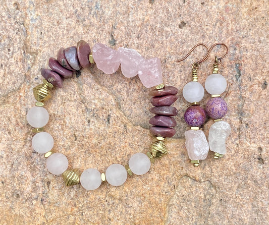 Milky Red Jasper and Rose Quartz