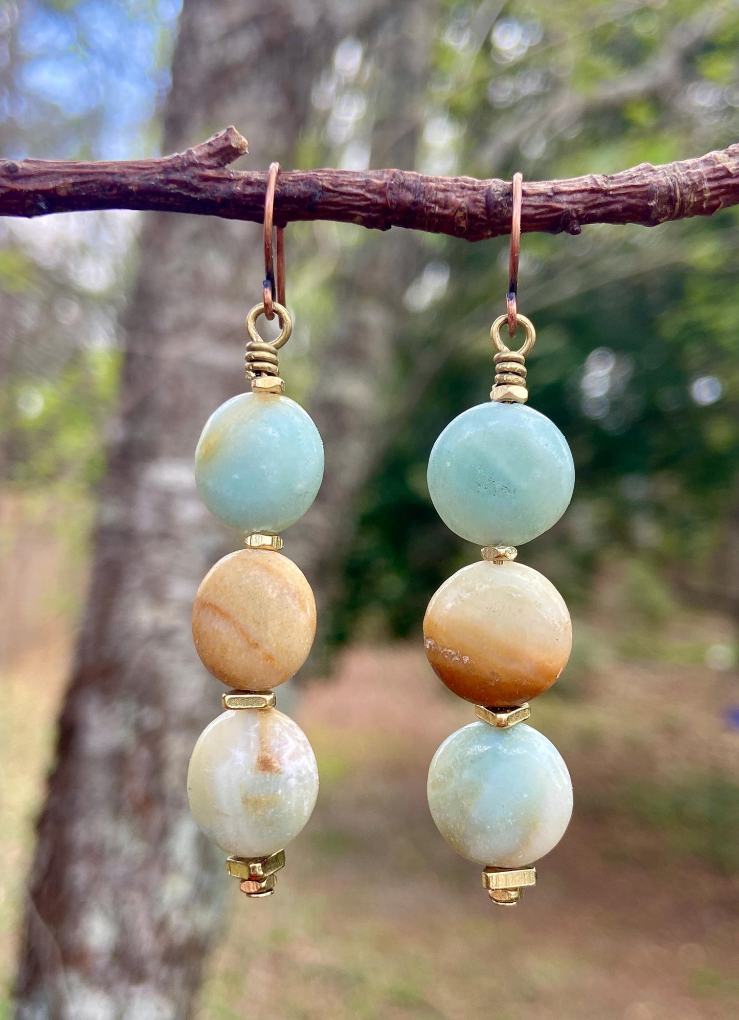Pantone Color 2026 Cloud Dancer Gemstone Bracelet – Amazonite & Brass