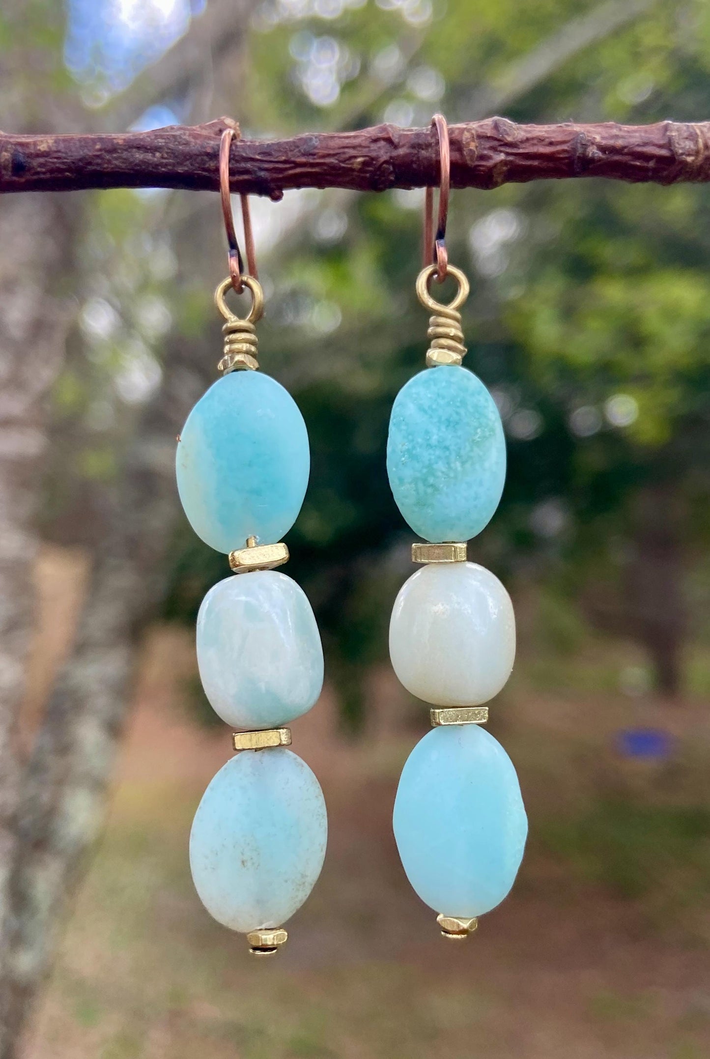 Pantone Cloud Dancer Gemstone Bracelet – Amazonite, Roman Glass & Brass