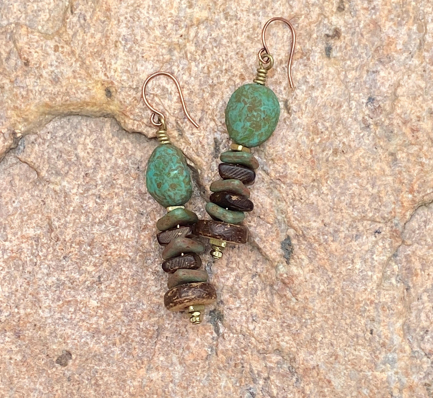 Bohemian Turquoise, Horn and Naga Conch Shell Bead Bracelet