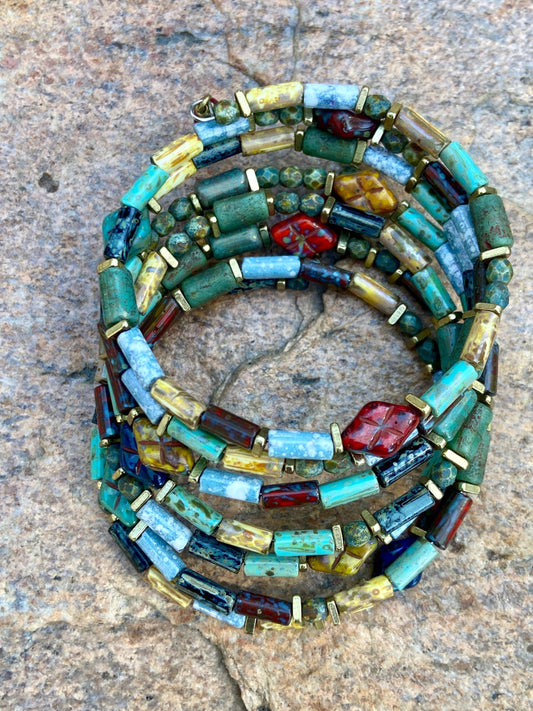 Desert Oasis Picasso Czech Bangle