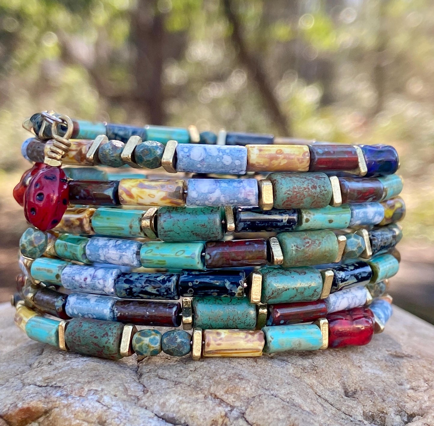 Desert Oasis Picasso Czech Bangle