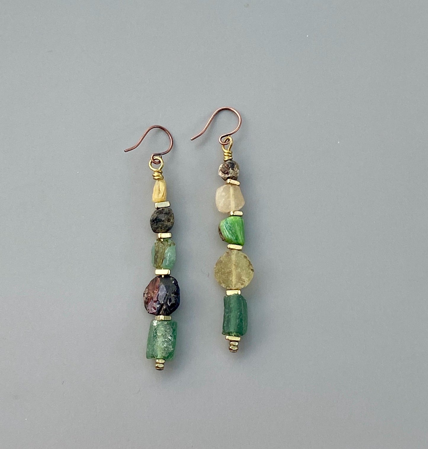Handmade Multicolor Glass Gebre Earrings • Boho Dangle Jewelry, Artisan Statement Accessory