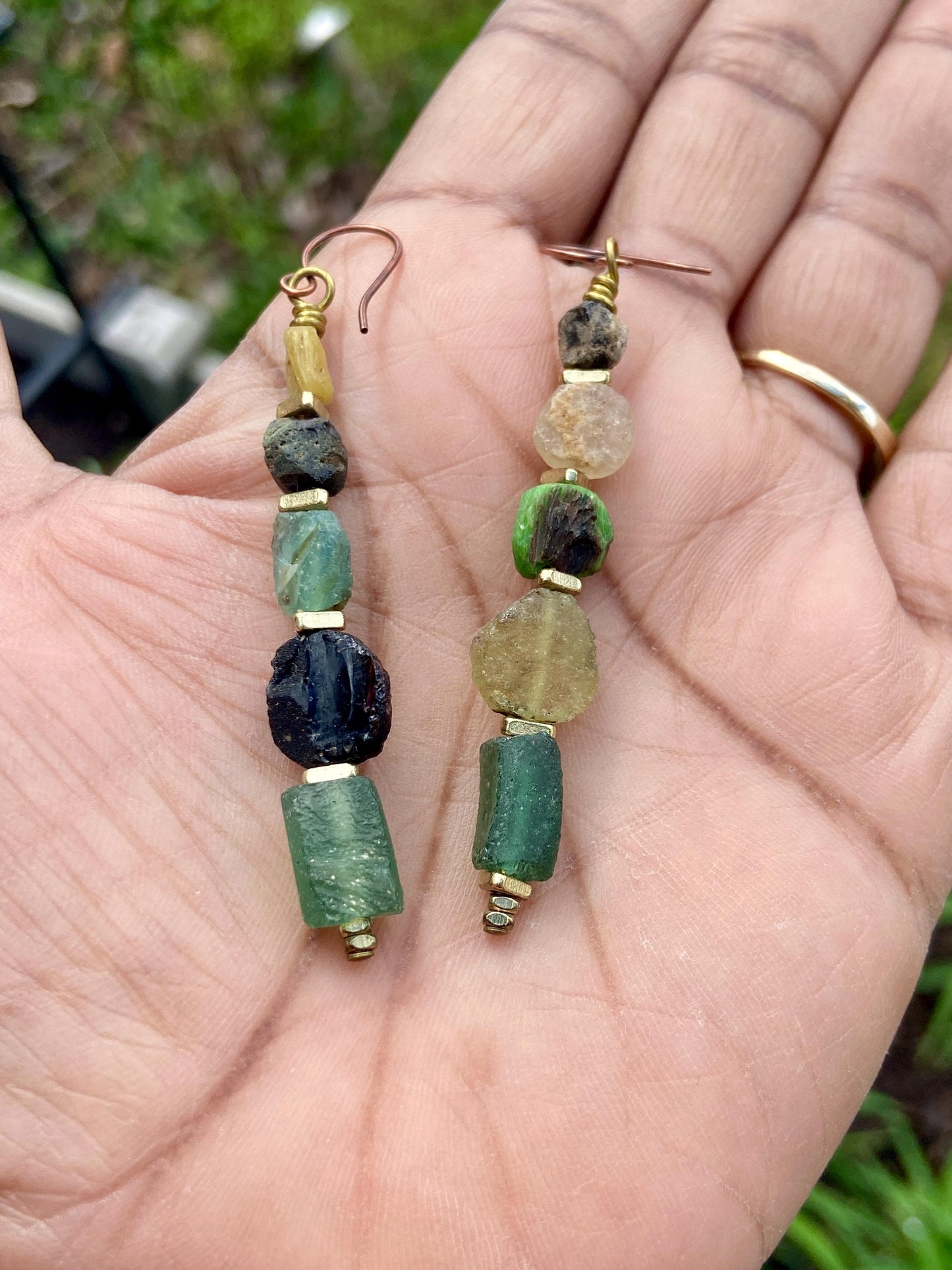 Handmade Multicolor Glass Gebre Earrings • Boho Dangle Jewelry, Artisan Statement Accessory