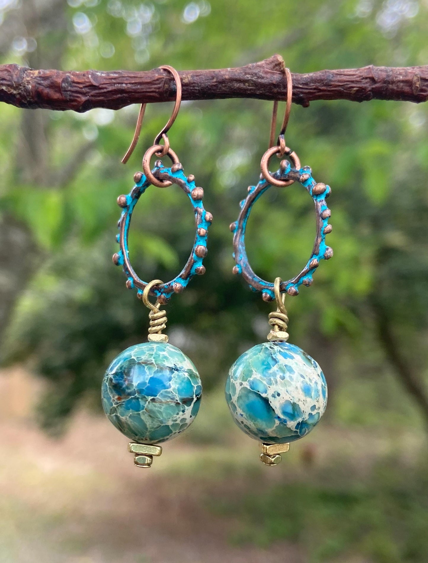 Turquoise Jasper Bracelet with Free Matching Earrings