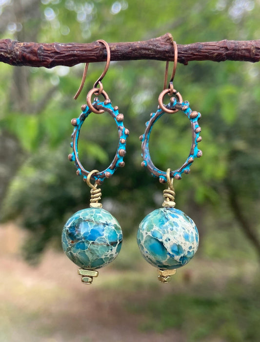 Turquoise Jasper Bracelet with Free Matching Earrings