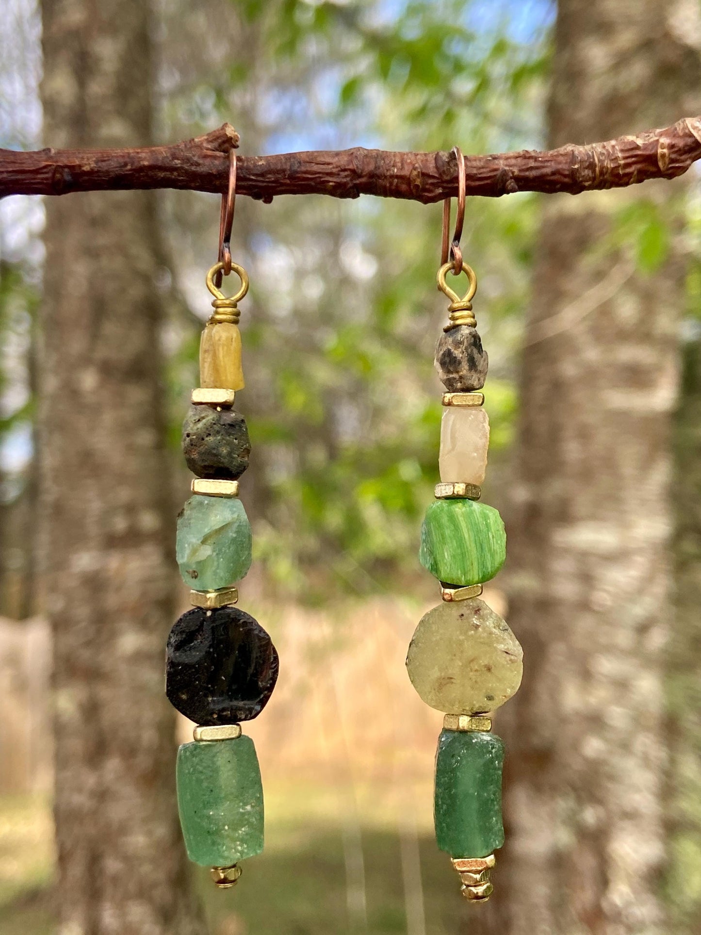 Handmade Multicolor Glass Gebre Earrings • Boho Dangle Jewelry, Artisan Statement Accessory