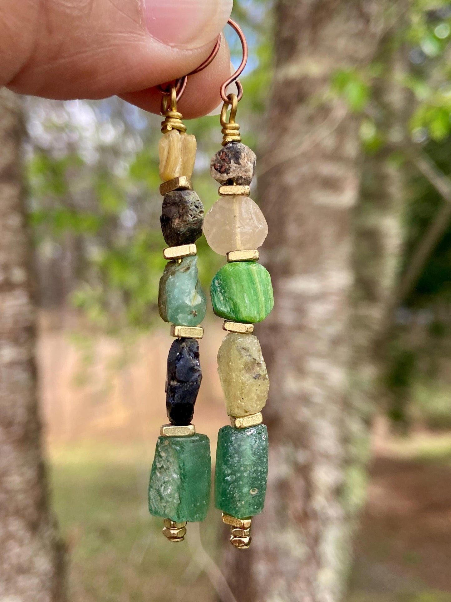 Handmade Multicolor Glass Gebre Earrings • Boho Dangle Jewelry, Artisan Statement Accessory