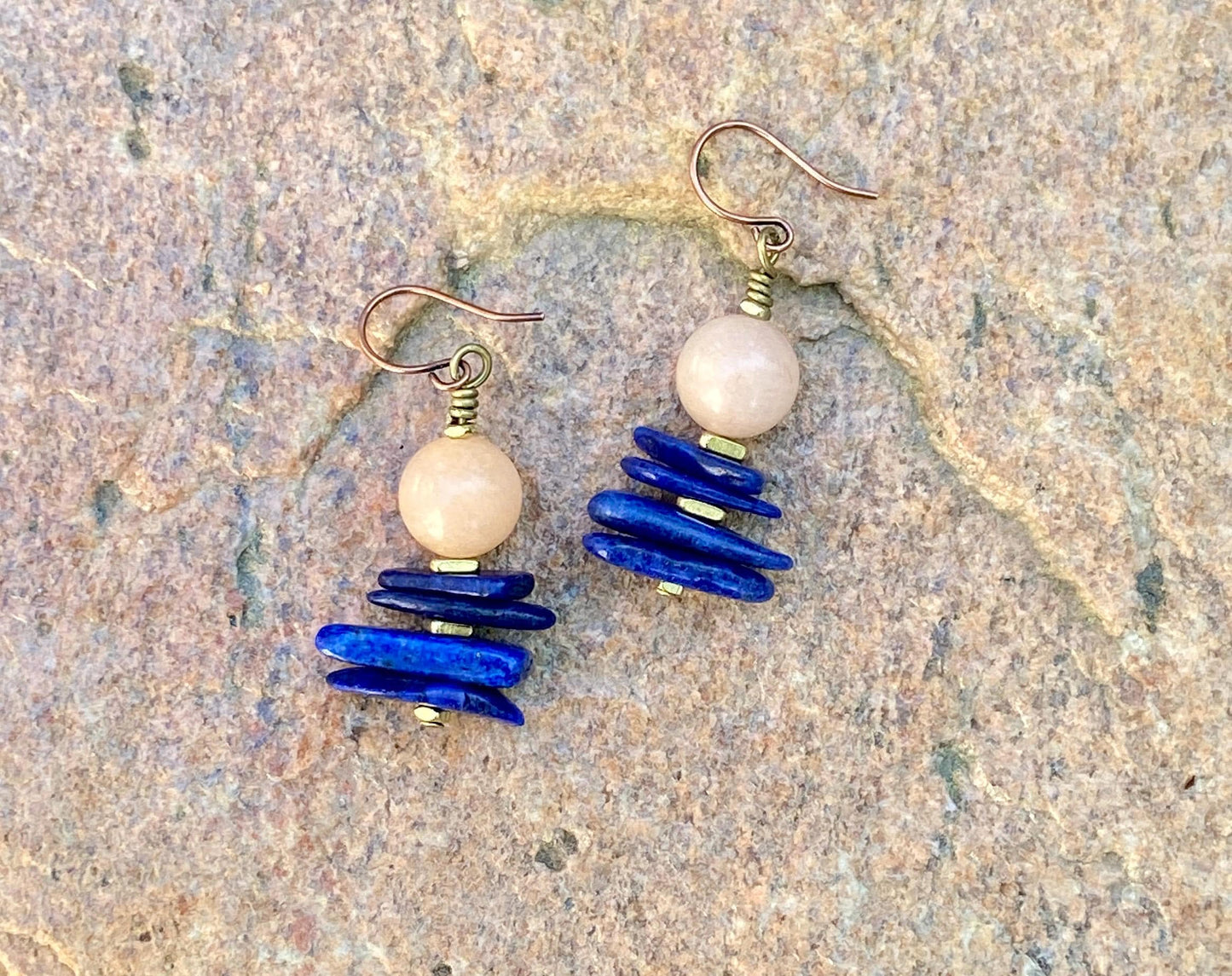 Blue Aventurine and Recycled Glass Bracelet| Coconut Wood and Brass Spacers|Boho Artisian Jewelry
