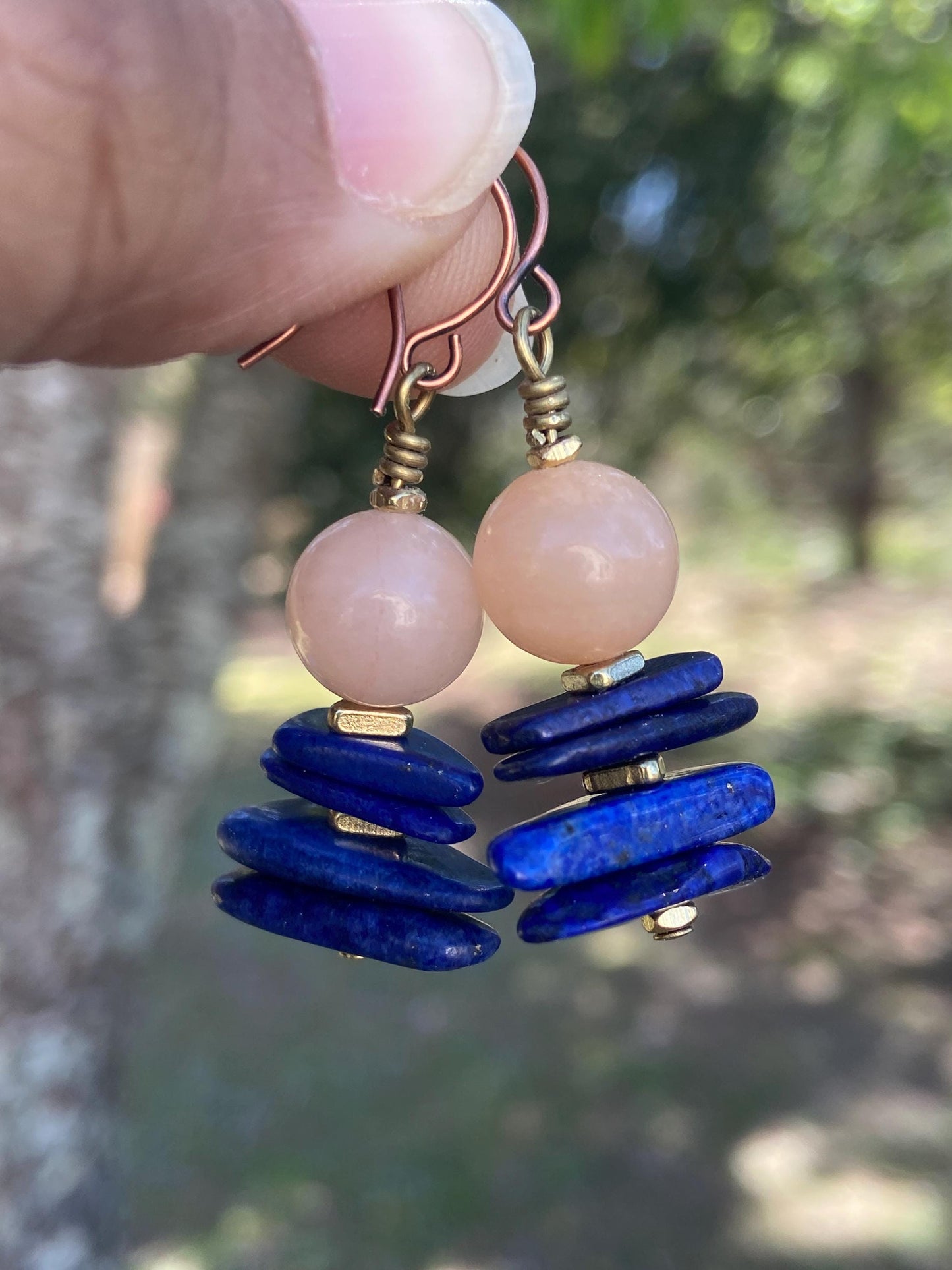 Blue Aventurine and Recycled Glass Bracelet| Coconut Wood and Brass Spacers|Boho Artisian Jewelry