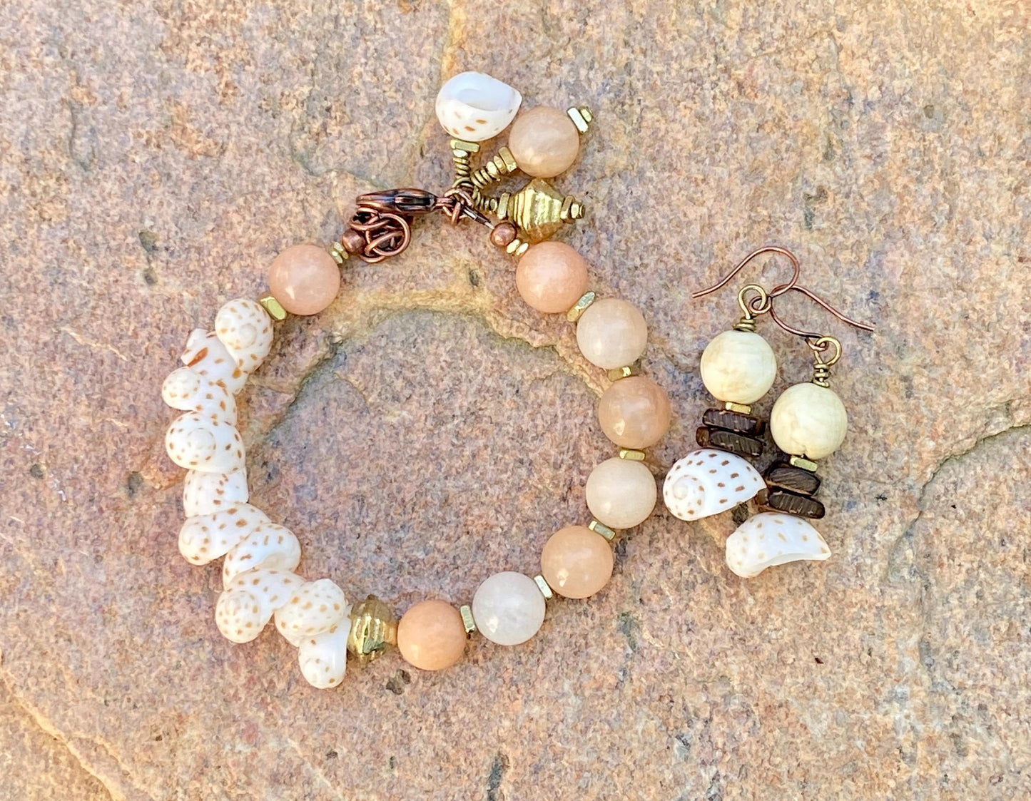 Beach Vibes Bracelet: Speckled Tide Natural Shell and Aventurine Gemstones