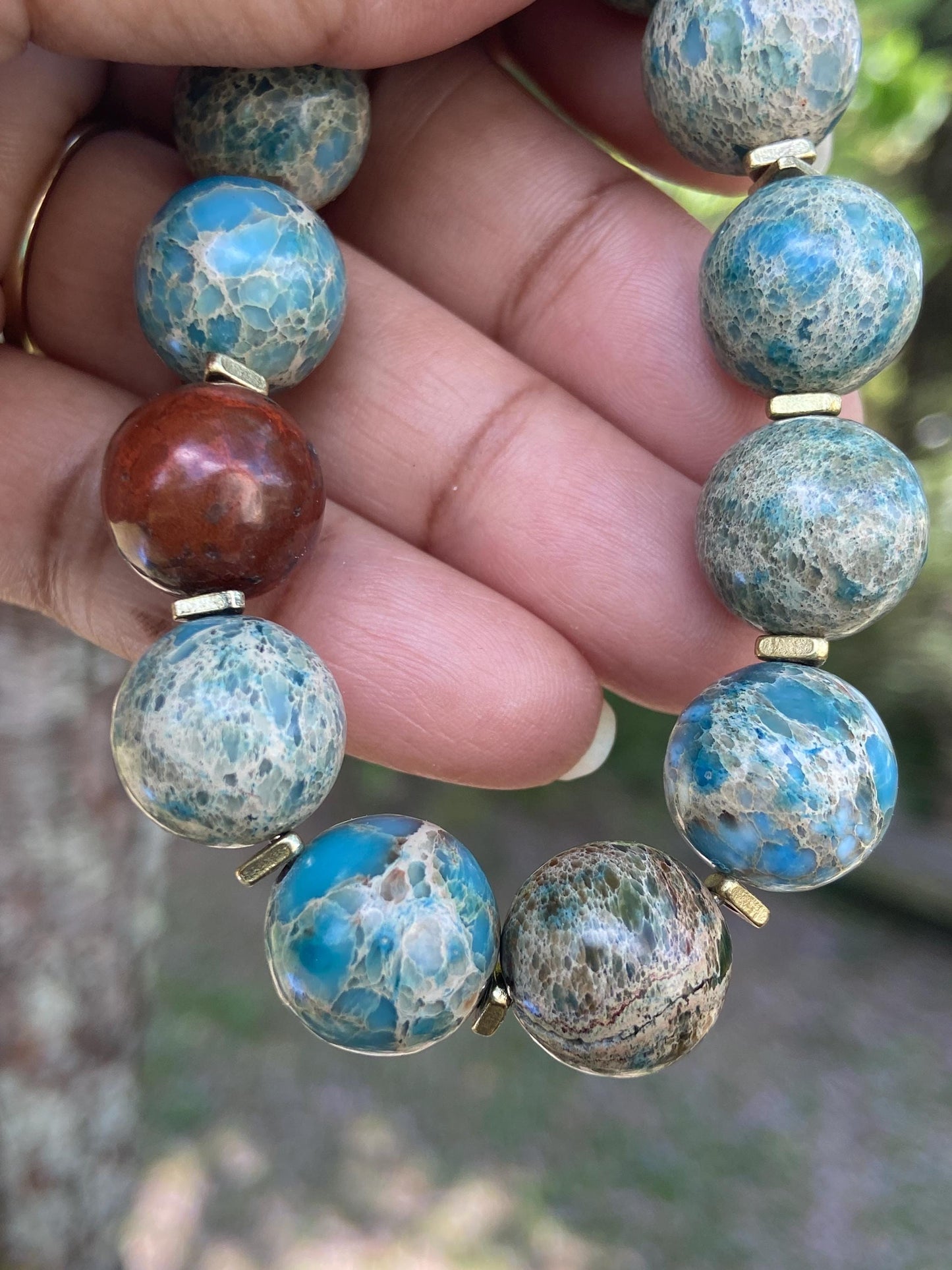 Turquoise Jasper Bracelet with Free Matching Earrings
