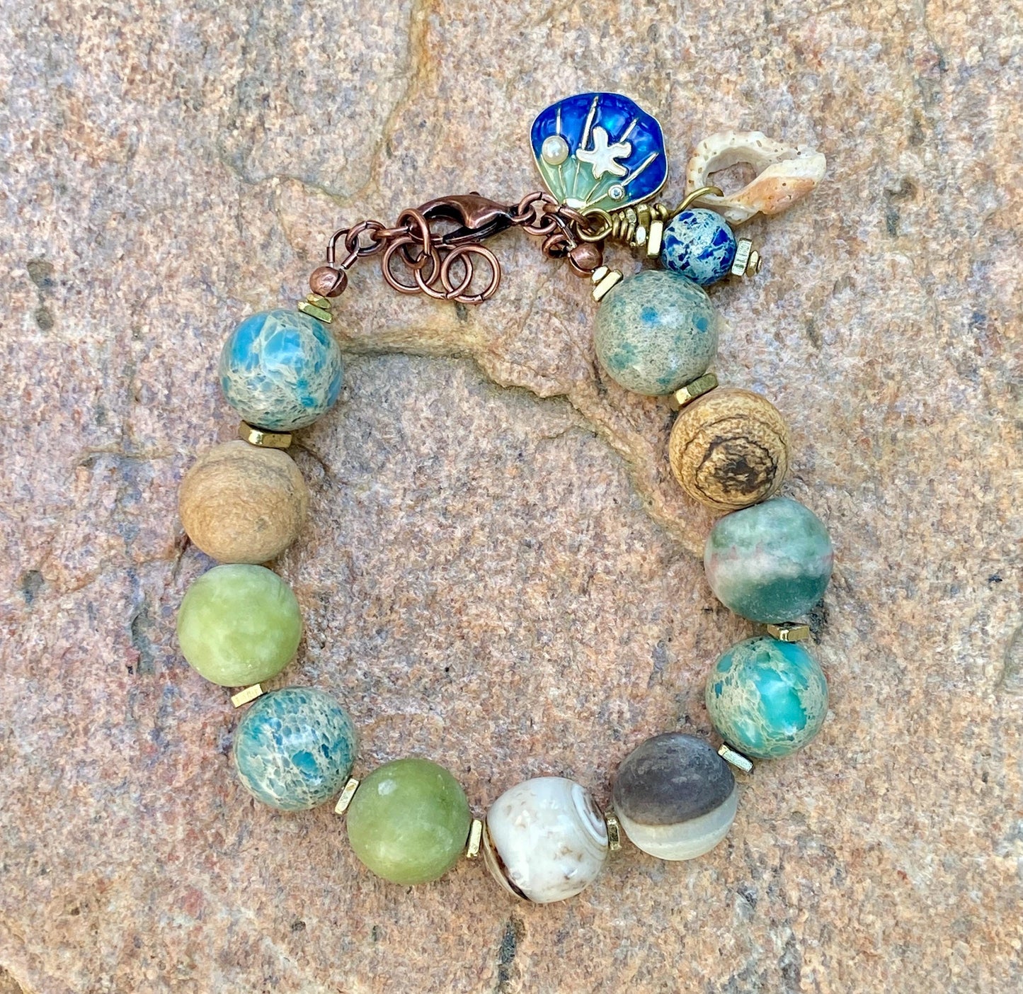 Matte Mixed Gemstones: Aventurine, Rose Quartz, Amethyst, Jasper, Jade, and Turquoise Jasper Bracelet