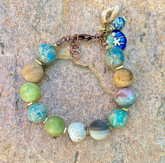 Matte Mixed Gemstones: Aventurine, Rose Quartz, Amethyst, Jasper, Jade, and Turquoise Jasper Bracelet