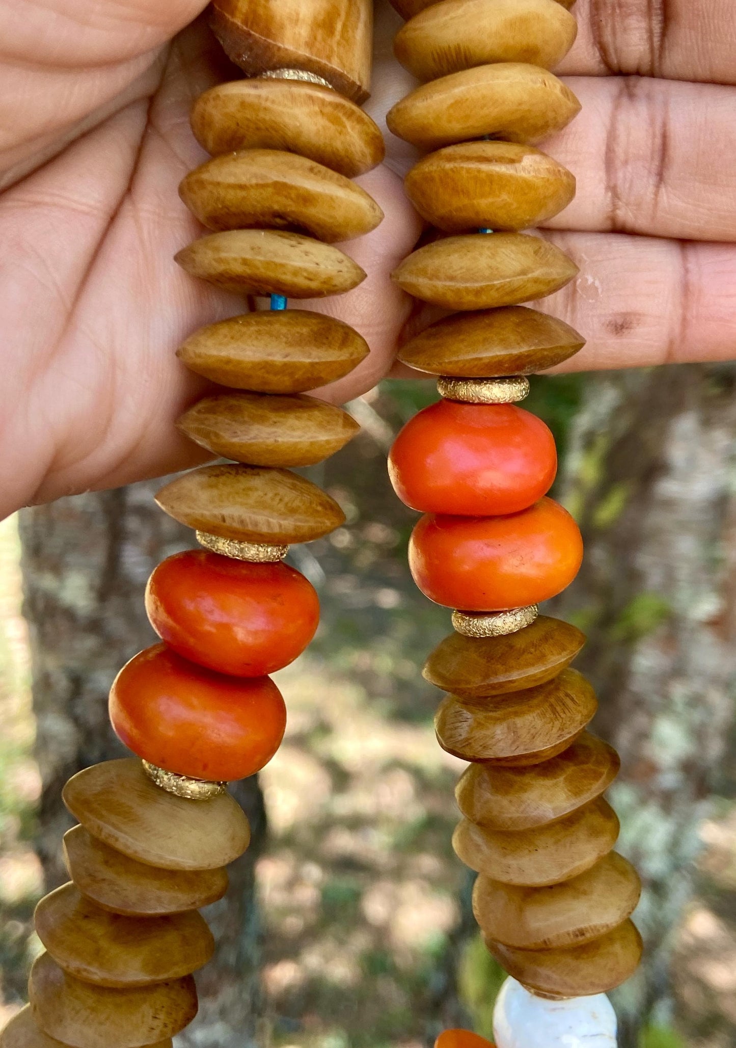 Moroccan Horn • Kenya Bone • Naga Inlaid Shell • Mango & Amber Resin Necklace