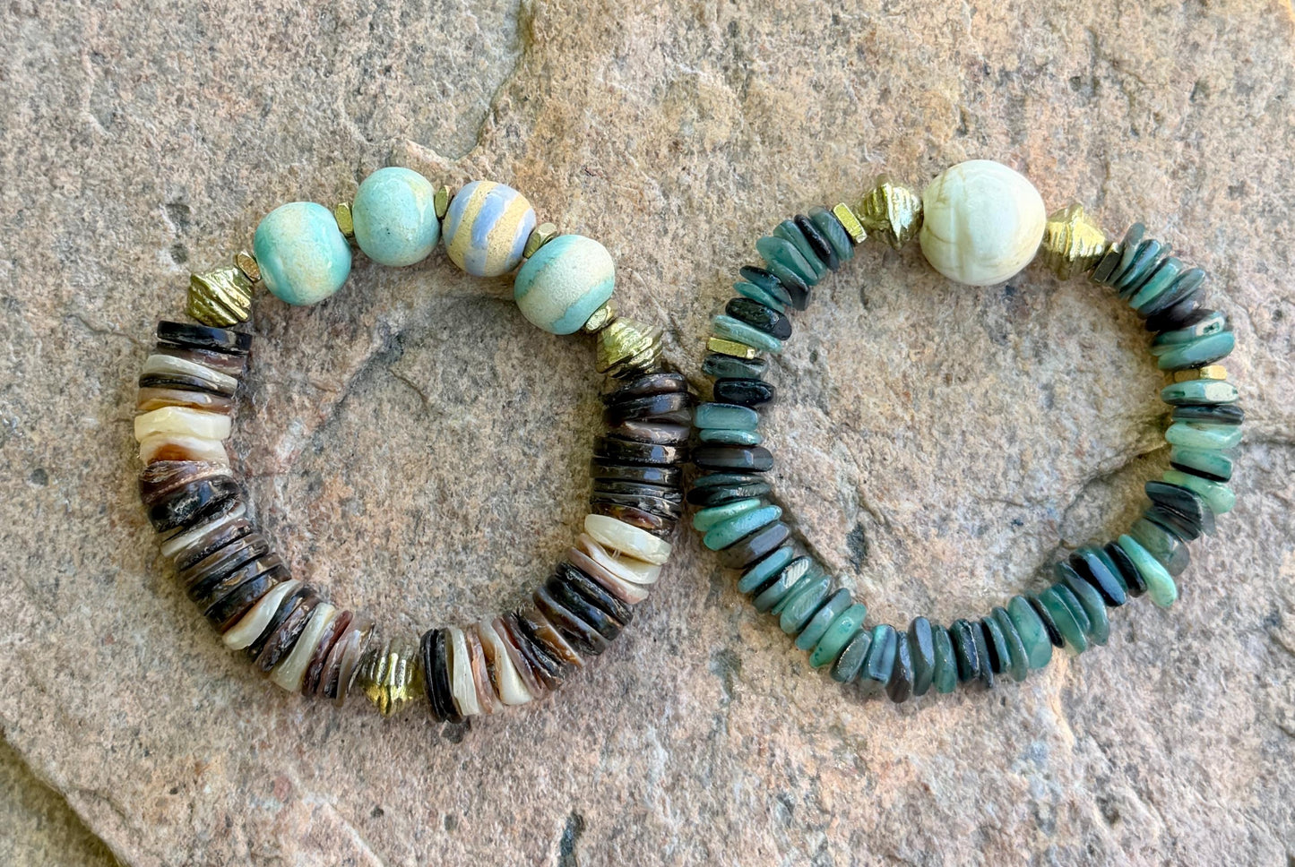 Beach Vibes Shell & Pastel Bead Bracelet – Fun, Warm, Coastal Style