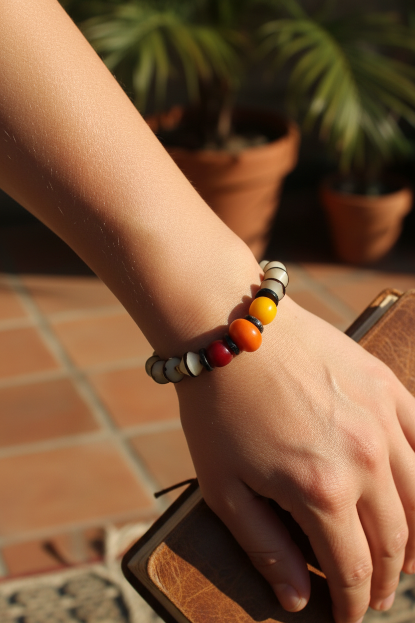 Model wearing Earthy Global Boho Bracelet